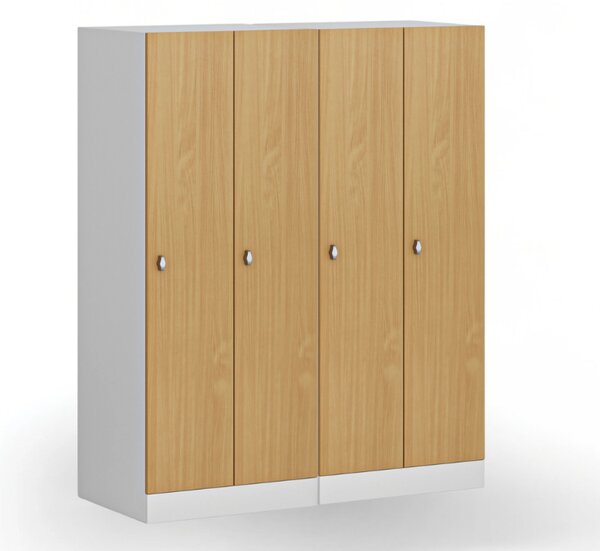 Szafa ubraniowa S1 obniżona, 2-drzwiowa, 1500 x 600 x 500 mm, demontaż, zamek obrotowy, drzwi laminowane, dąb naturalny