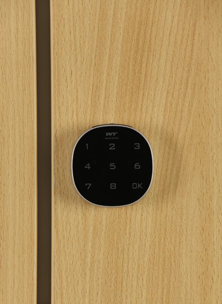 Szafa ubraniowa S1 obniżona 2-drzwiowa, 1500 x 600 x 500 mm, demontaż, zamek kodowy, drzwi laminowane, orzech