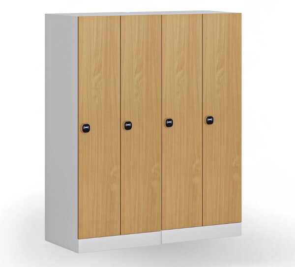 Szafa ubraniowa S1 obniżona 2-drzwiowa, 1500 x 600 x 500 mm, demontaż, zamek RFID, drzwi laminowane, drzwi laminowane, orzech