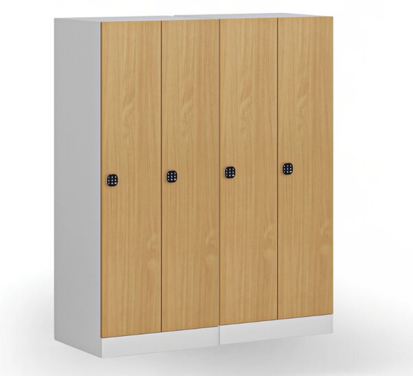 Szafa ubraniowa S1 obniżona 2-drzwiowa, 1500 x 600 x 500 mm, demontaż, zamek kodowy, drzwi laminowane, orzech