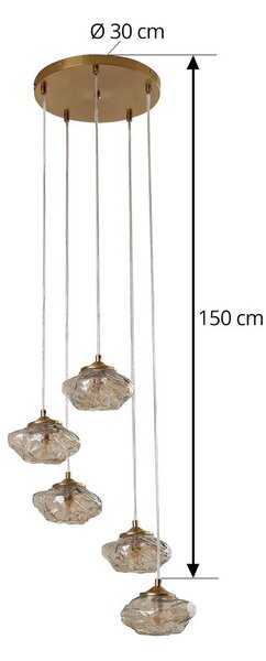 Lampa wisząca szklana Piatra Lindby, możliwość ściemniania, kremowy / amber, salon / jadalnia, szkło, nowoczesny