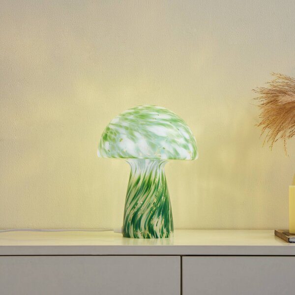 Lampa stołowa Hubi Lindby, zielony, salon / jadalnia, szkło, nowoczesny