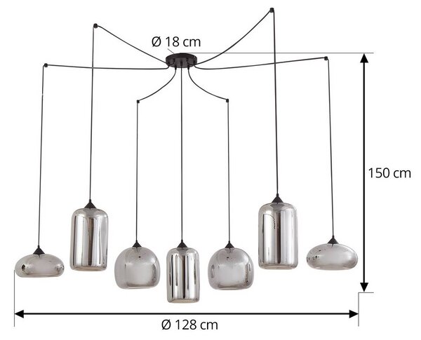 Lampa wisząca szklana Marla Lindby, możliwość ściemniania, czarny, salon / jadalnia, szkło, nowoczesny