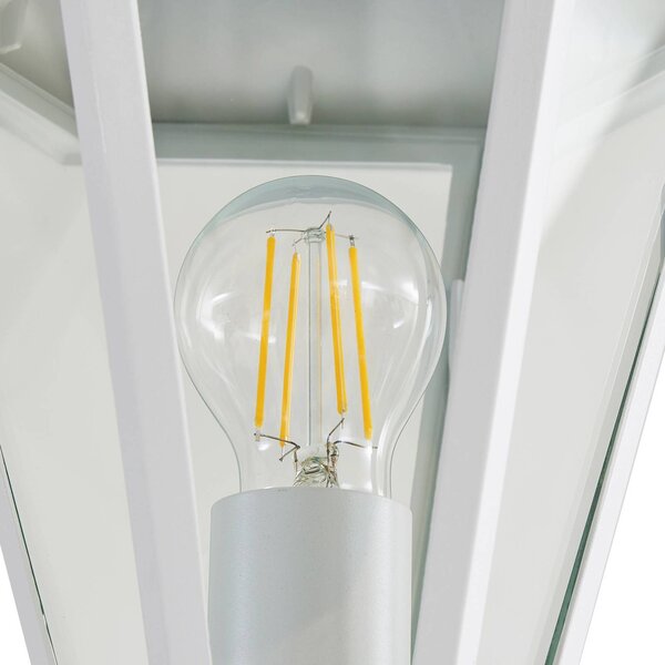 Lampa zewnętrzna Lindby Edana, 211 cm, biały, metal, E27, IP44 Edana Lindby, możliwość ściemniania, biały / opal, aluminium, nowoczesny