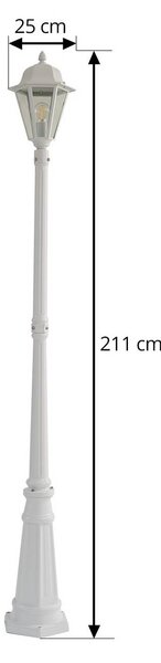 Lampa zewnętrzna Lindby Edana, 211 cm, biały, metal, E27, IP44 Edana Lindby, możliwość ściemniania, biały / opal, aluminium, nowoczesny