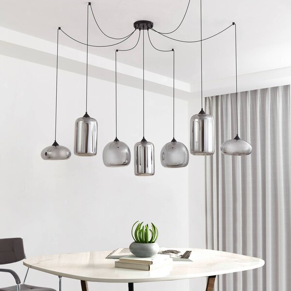 Lampa wisząca szklana Marla Lindby, możliwość ściemniania, czarny, salon / jadalnia, szkło, nowoczesny