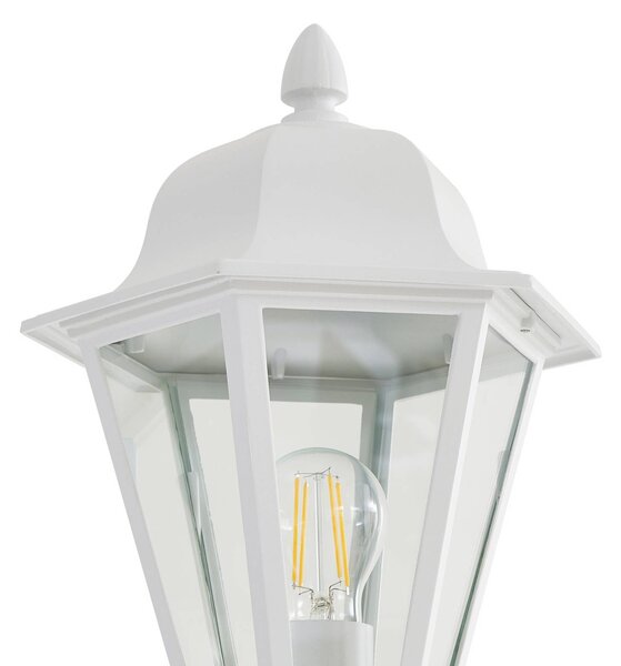 Lampa zewnętrzna Lindby Edana, 211 cm, biały, metal, E27, IP44 Edana Lindby, możliwość ściemniania, biały / opal, aluminium, nowoczesny