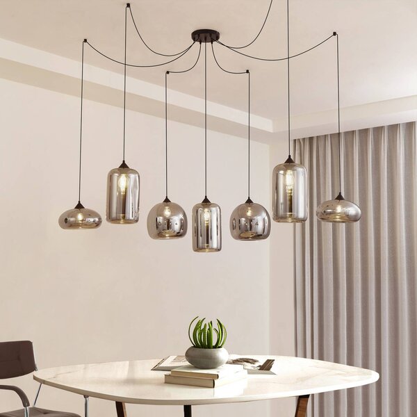 Lampa wisząca szklana Marla Lindby, możliwość ściemniania, czarny, salon / jadalnia, szkło, nowoczesny