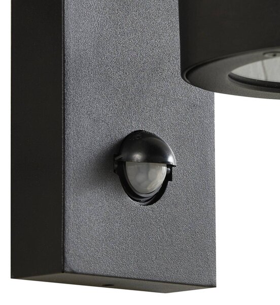 Lampa zewnętrzna z czujnikiem ruchu Yrene Lindby, możliwość ściemniania, czarny, aluminium, nowoczesny