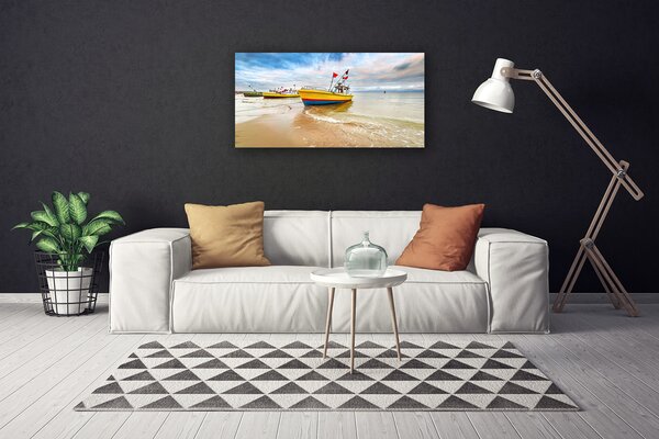 Obraz canvas Kolorowe Łodzie na Brzegu