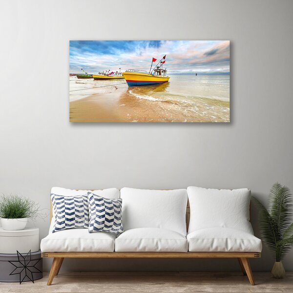 Obraz canvas Kolorowe Łodzie na Brzegu