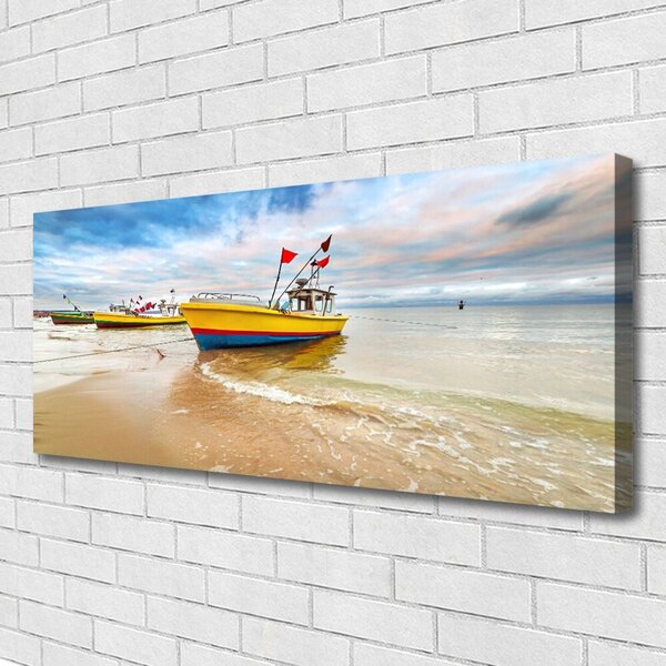 Obraz canvas Kolorowe Łodzie na Brzegu