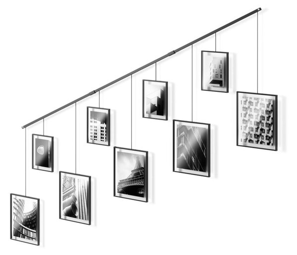 Czarne metalowe ramki ścienne zestaw 9 szt. 223x77,5 cm Exhibit – Umbra