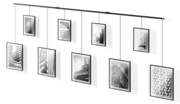 Czarne metalowe ramki ścienne zestaw 9 szt. 223x77,5 cm Exhibit – Umbra