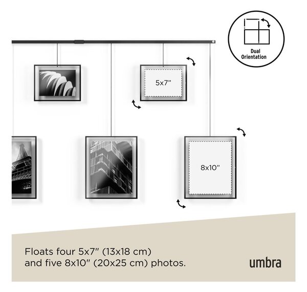 Czarne metalowe ramki ścienne zestaw 9 szt. 223x77,5 cm Exhibit – Umbra
