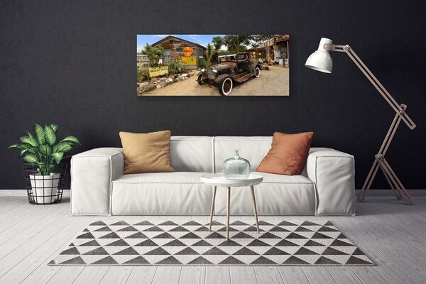 Obraz canvas Zabytkowe Auto na tle Kamienic