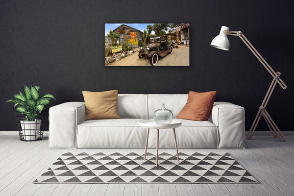 Obraz canvas Zabytkowe Auto na tle Kamienic