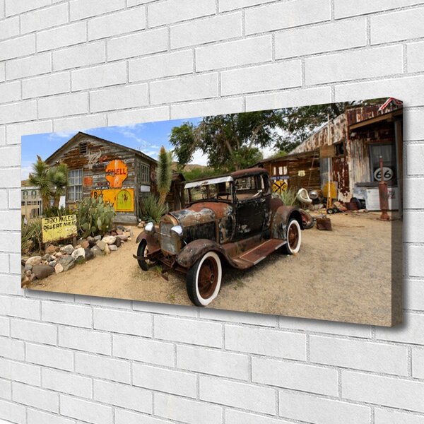 Obraz canvas Zabytkowe Auto na tle Kamienic