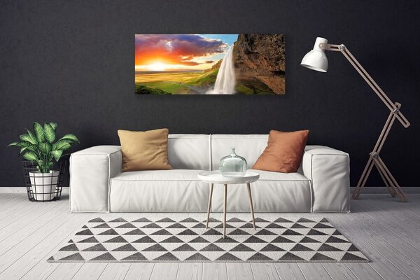 Obraz canvas na ścianę Rozświetlony Wodospad w Słońcu