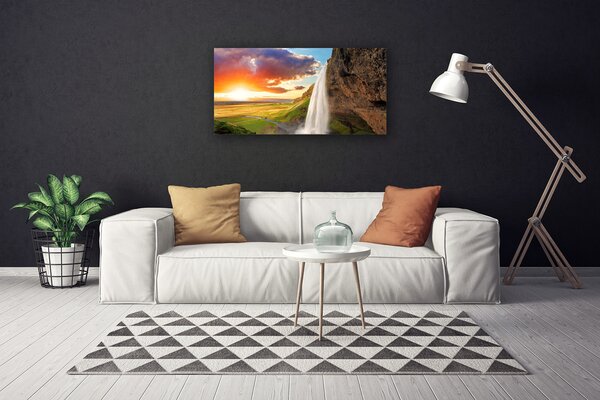 Obraz canvas na ścianę Rozświetlony Wodospad w Słońcu