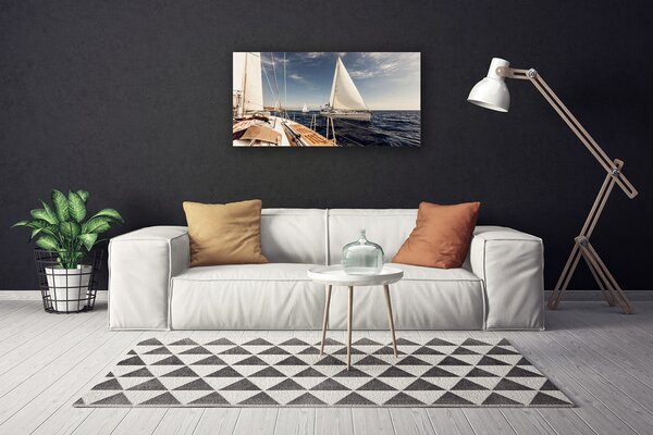 Obraz canvas Kolorowe Łodzie na Morskiej Głębi