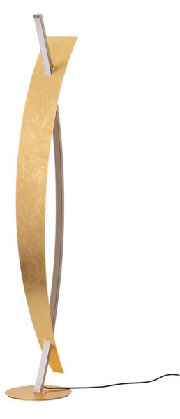 Lampa stojąca LED Marija Lucande, możliwość ściemniania, mosiężny / złoty, salon / jadalnia, metal, nowoczesny