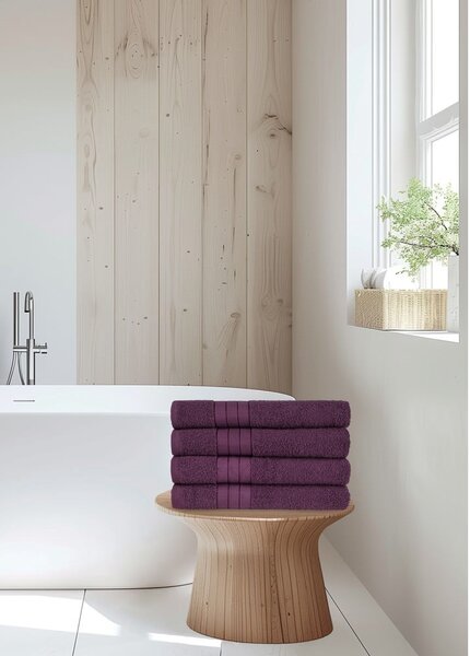 Bordowe bawełniane ręczniki frotte zestaw 4 szt. 50x100 cm – Good Morning