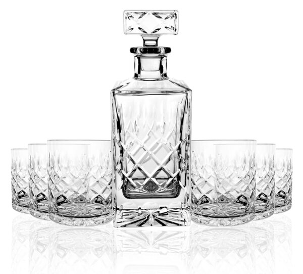 Lavo Karafka + szklanki kryształowe do whisky, 6szt, 240ml