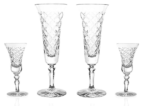 Iris Zestaw kryształowe kieliszki do szampana 2szt, wódki 2szt