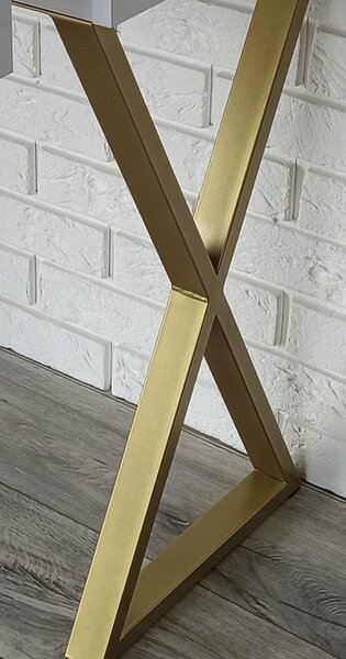 Toaletka / konsola "VOGA" biała połysk 75cm, złoty X