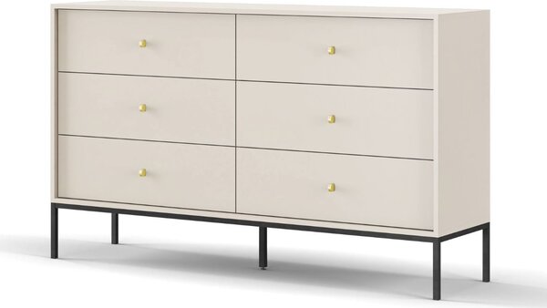 Komoda Mono beżowa z 6 szufladami (MKS154), do sypialni, wysoka