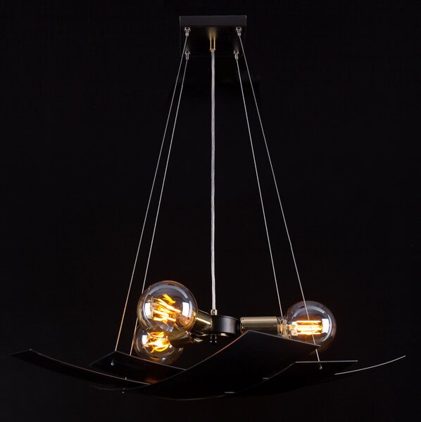 SOFIX 3 BLACK 605/3 oryginalna lampa wisząca czarna złote elementy dekoracyjne