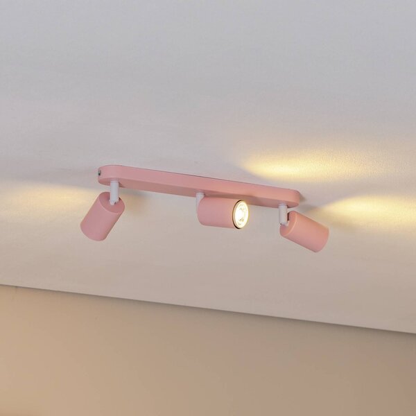 Reflektor sufitowy Livia, różowy, 52 cm, 3-punktowa, metal, GU10 Livia TK Lighting, możliwość ściemniania, fioletowy / różowy / bladoróżowy, pokój dziecięcy, metal