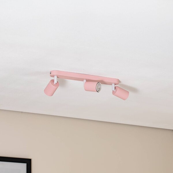 Reflektor sufitowy Livia, różowy, 52 cm, 3-punktowa, metal, GU10 Livia TK Lighting, możliwość ściemniania, fioletowy / różowy / bladoróżowy, pokój dziecięcy, metal