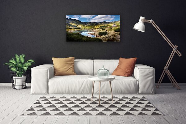 Obraz canvas Błękitne Jezioro u Stóp Gór