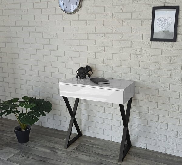 Toaletka / konsola "VOGA" biała połysk 75cm, czarny X