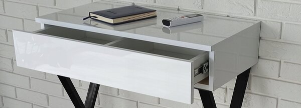 Toaletka / konsola "VOGA" biała połysk 75cm, czarny X