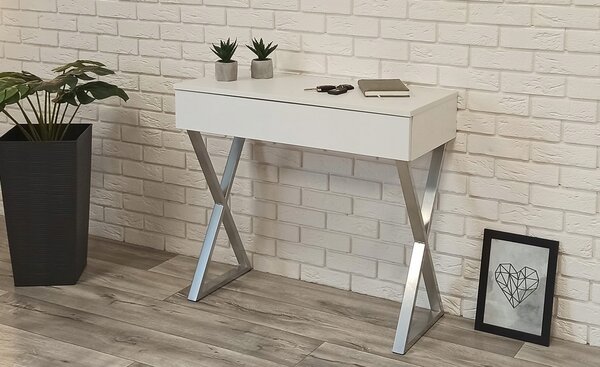Toaletka / konsola "VOGA" biała mat 90cm, srebrny X