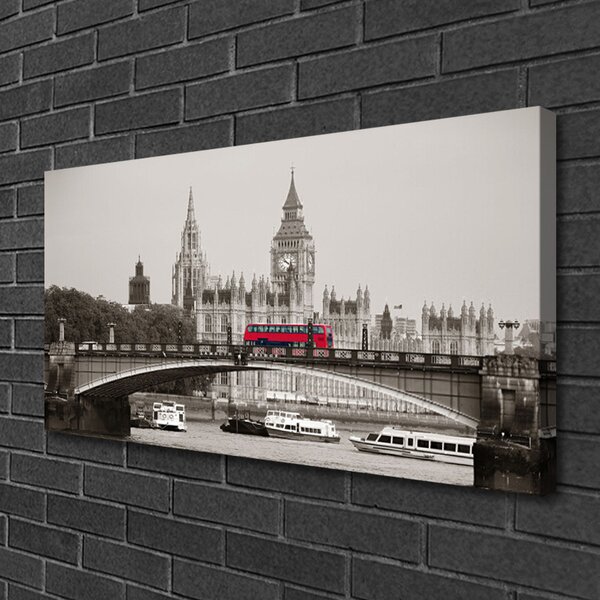 Duży obraz na płótnie Ikona Londynu: Big Ben i Most