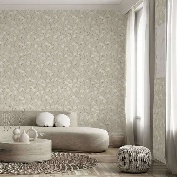 Tapety Jasne magnolie na smukłych beżowych gałęziach, Tapety Z kwiatami, a00890 : Uwalls.pl