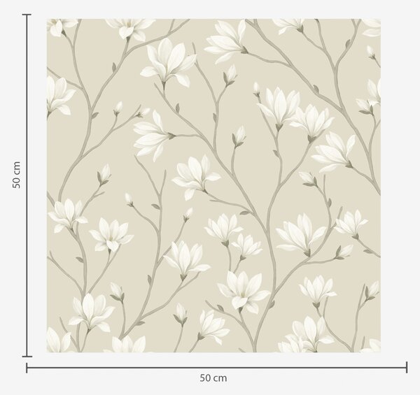 Tapety Jasne magnolie na smukłych beżowych gałęziach, Tapety Z kwiatami, a00890 : Uwalls.pl