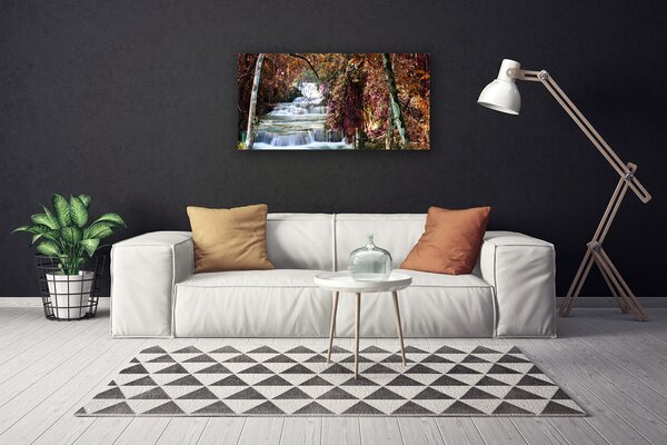 Obraz canvas Potężny Wodospad w Lesie