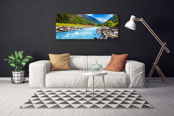 Obraz canvas Kręta Rzeka w Górskiej Dolinie