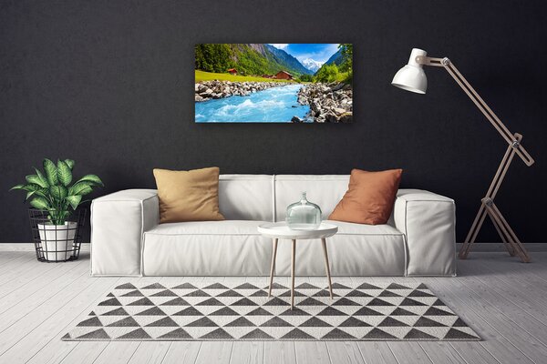 Obraz canvas Kręta Rzeka w Górskiej Dolinie