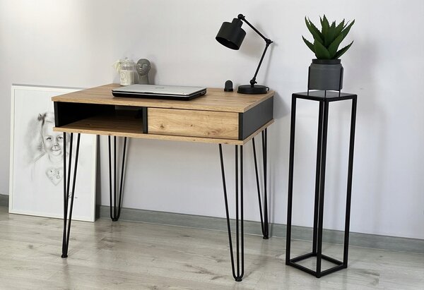 Biurko "RUMBA III" dąb artisan z szufladą