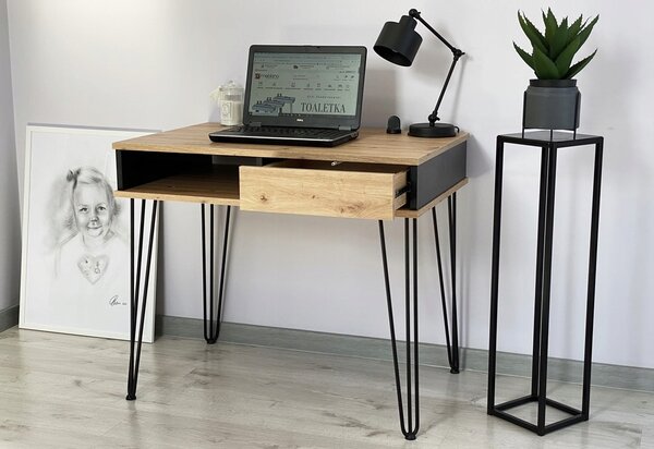 Biurko "RUMBA III" dąb artisan z szufladą