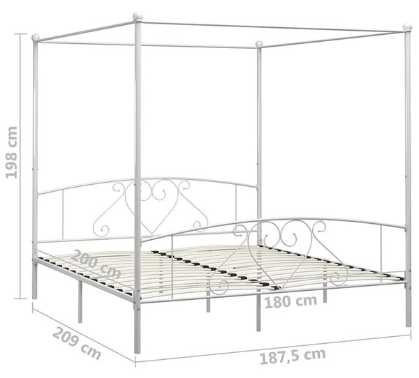 Białe metalowe łóżko małżeńskie 180x200 cm M5-E43