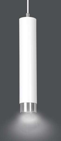 KIBO 1 WHITE-CHROME 641/1 designerski spot wiszący biała tuba srebrne dodatki