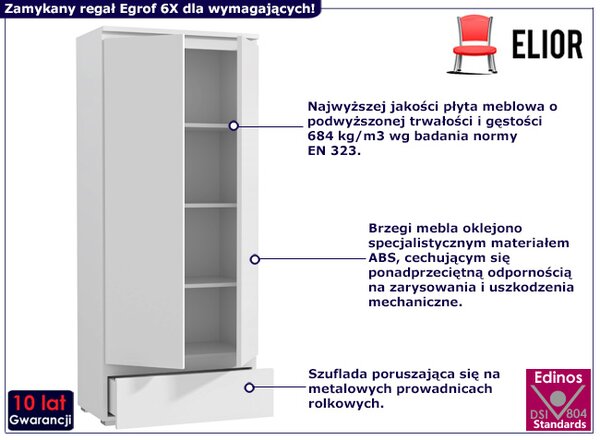 Biały klasyczny regał z podwójnymi drzwiczkami F6-W31