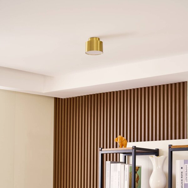 Reflektor LED Lindby Nivoria, 11 x 9 cm, kolor złoty, metalowy Nivoria, mosiężny / złoty, salon / jadalnia, aluminium, nowoczesny